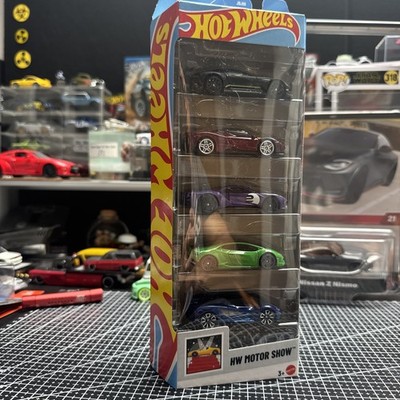 Hot Wheels 2025 HW Motor Show 5 Car Pack: Ferrari-Aston-Ford-Lambo-Lotus Neu