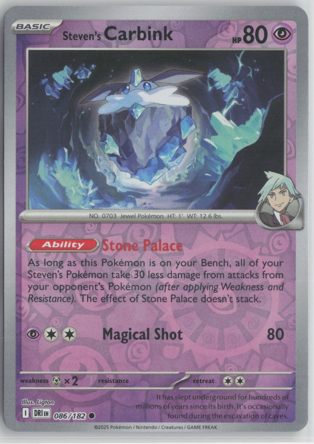 Steven's Carbink 086/182 Common SV10: Destined Rivals NM Reverse Holo