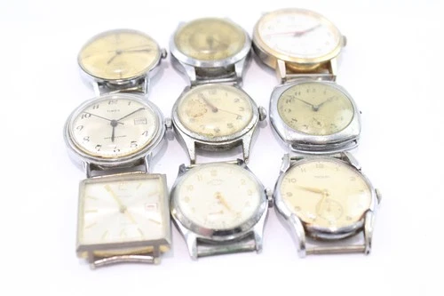 Vintage Mechanical Watch Heads Rotary Timex SPARES/REPAIRS x 9