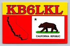 Ham Radio QSL KB6LKL California USA 1975 Yaesu FT-1000D Alpha 77A Rig