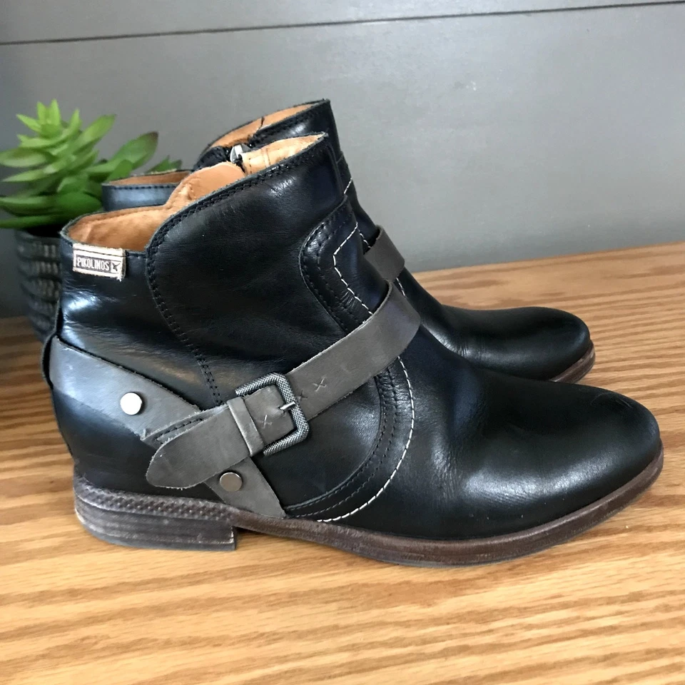 Pikolinos Women Ordino Boots Leather Black Buckle Womens Size 8 - Image 3 of 4