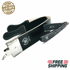 BEARD WET CUT THROAT SHAVE READY STRAIGHT RAZOR + LEATHER SHARPING STROP FOR MEN