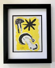 JOAN MIRO 1971 BEAUTIFUL SIGNED PRINT MATTED 11 X 14 + BUY IT NOW!!