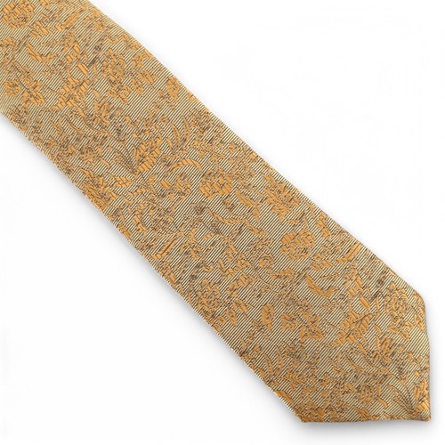 Bar Iii Men's Bartlett Tonal Floral Skinny Neck Tie Yellow Gold Modern 2.5" NWT