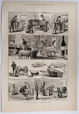 Illustrated London News 1877 print MANUFACTURE OF WAR MATERIALS WOOLWICH