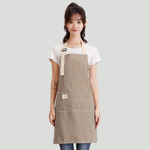 Fashion Housework Breathable Restaurant Kitchen Cotton And Linen Striped Apron - Picture 8 of 15