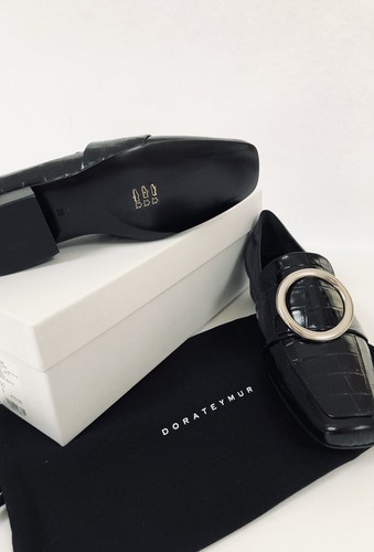 Dorateymur Harput Black Croc Leather Logo Ring Loafers EU 39.5 US 9.5 NIB $470 - Picture 9 of 12