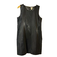 Chicos Womens Sleeveless Shift Dress XL Black Metallic Casual Cocktail Resort