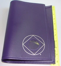 Narcotics Anonymous NA Basic Text Book COVER Coin Holder PURPLE 6th Medallion