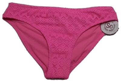   NWT So Juniors Lace Overlay Swim Bottom Size Large Pink 