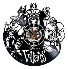 Disney Villains Vinyl Wall Clock Home Decor Design Best Gift Birthday Holiday