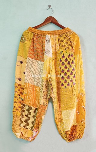 Wide Leg Yoga Trousers yellow Patchwork Harem Pants Boho Hippie Harem Pants - Picture 5 of 5