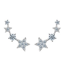 Women 925 Sterling Silver Star Earrings Ear Climber Cubic Zircon Stud Gift A18