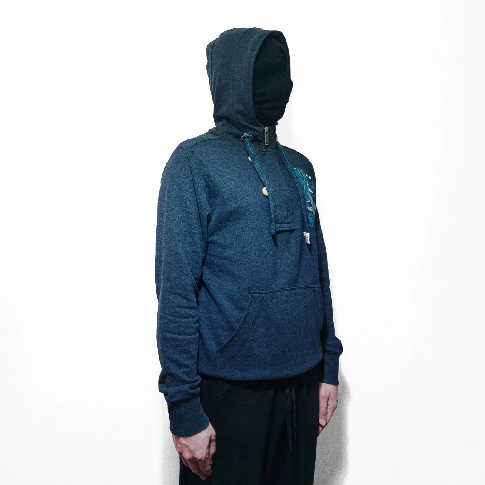 angelo litrico mezza cerniera bottoni M STAMPA BLU NAVY MSGM GCDS KENZO PILE Y2K