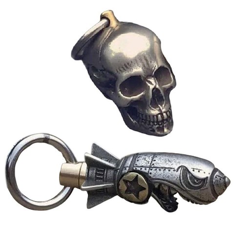 1x Shark Rocket Bomb Keychain, Skull Bottle Keychain, Pendant Car Key Chain Gift - Picture 4 of 13