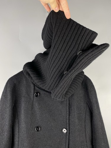 Max Mara Womens Luxury Alpaca Wool High Neck Black Pea Coat Jacket Sz US 6 / S - Picture 5 of 18