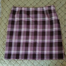 Purple and White Plaid Midi Vintage Straight Skirt for Casual Occasions
