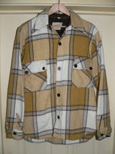 Vtg 50s 60s CPO BRIARCLIFF WOOL SHIRT JACKET SzM ITALY MADE ANCHOR BUTTON PLAID
