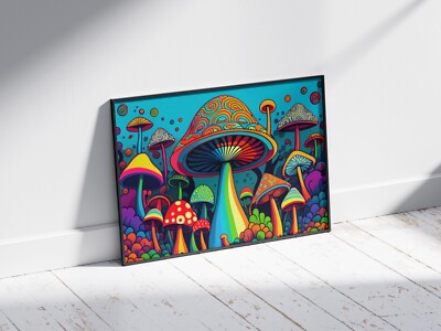 TRIPPY MAGIC MUSHROOMS POSTER PRINT PSYCHEDELIC WEIRD ART SIZE A3 A4 ...