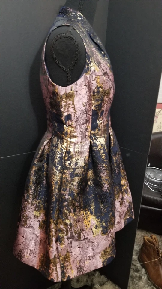 Vince Camuto Dress Cocktail/ Party Size 8P Short, Black/Gold/Lavender. - Image 3 of 4