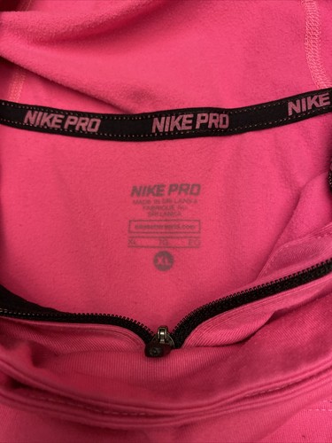 Nike Pro Girls Youth Hoodie Size XL Pink Fleece 1/4 Zip Running Thumbholes - Picture 9 of 9