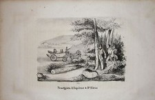 1846 PASSEGGIATA DI NAPOLEONE A SANT'ELENA litografia Napoleon 