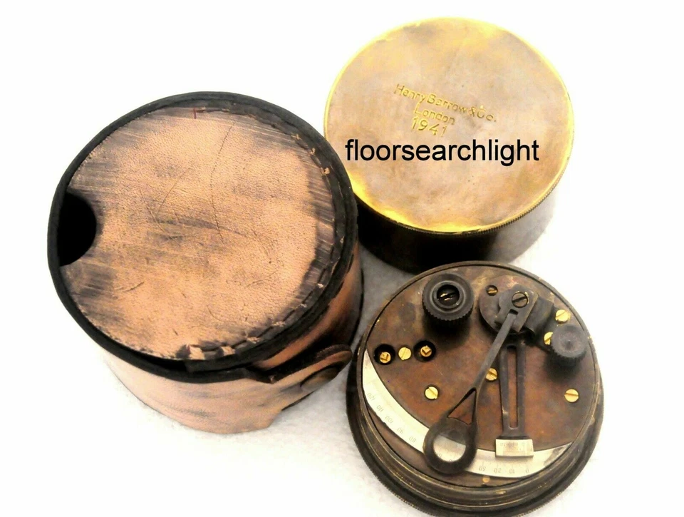 Antiguo SEXTANTE de Latón 3" Bolsillo Marítimo SEXTANTE Coleccionable con Estuche de Cuero Foto 2 de 4