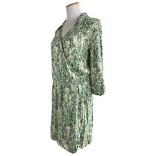 Cabi Dress Faux Wrap Bodice Palm Leaf Green White Print Style 280 Size XS