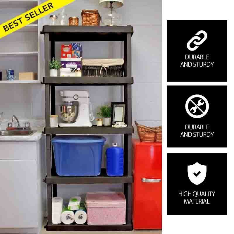 Garage Heavyduty Plastic Shelving Unit 5 Tier Shelves Storage Rack 74
