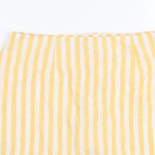 Miss Selfridge Womens Yellow Striped Polyester A-Line Skirt Size 12 Button - Picture 4 of 10