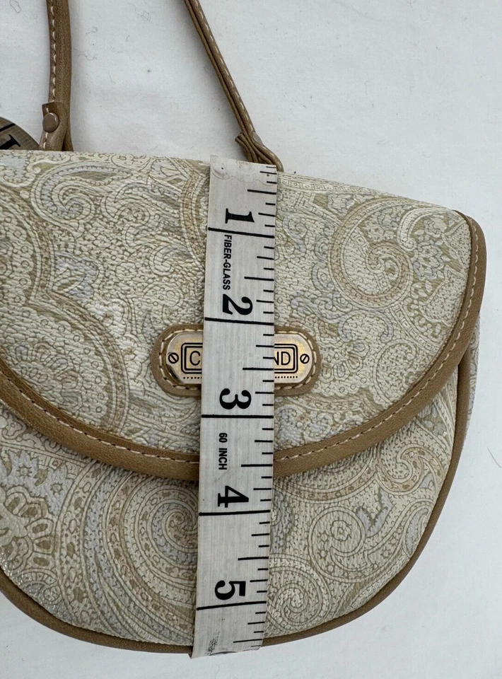 VTG 80s Carryland USA Beige Fair Isle Coated Small Crossbody Messenger Bag Purse - Image 3 of 4