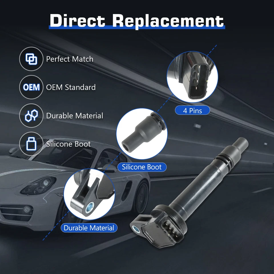 4pcs Ignition Coils & Iridium Spark Plug for 2013-2019 Toyota 4Runner UF507+5018 Foto 3 de 4