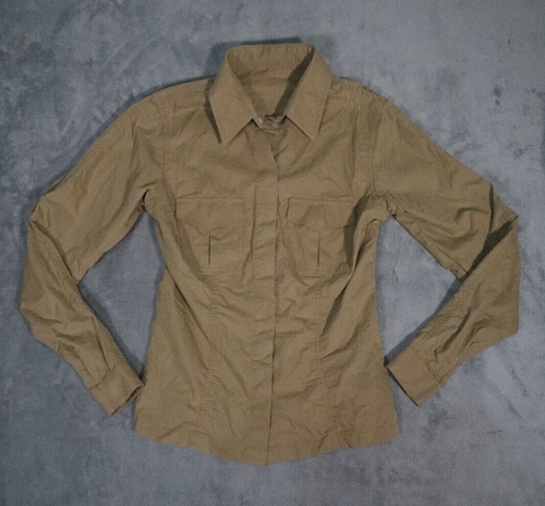 VTG Maharishi Women's Size 12 Long Sleeve Button SnapEmbroidered Dragon Tan Y2K - 第 1/7 張圖片
