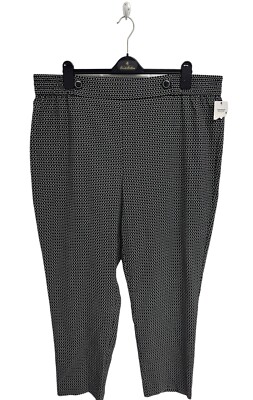 Ophelia Roe Women's Elastic Waist Black And White Stretch Dress Pants Size 2X