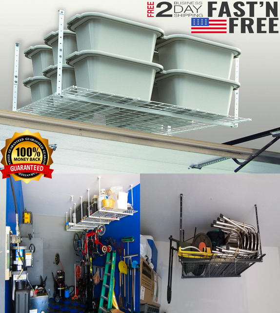 Garage Overhead Storage Shelf Hanging Shelves Ceiling Mounted Rack