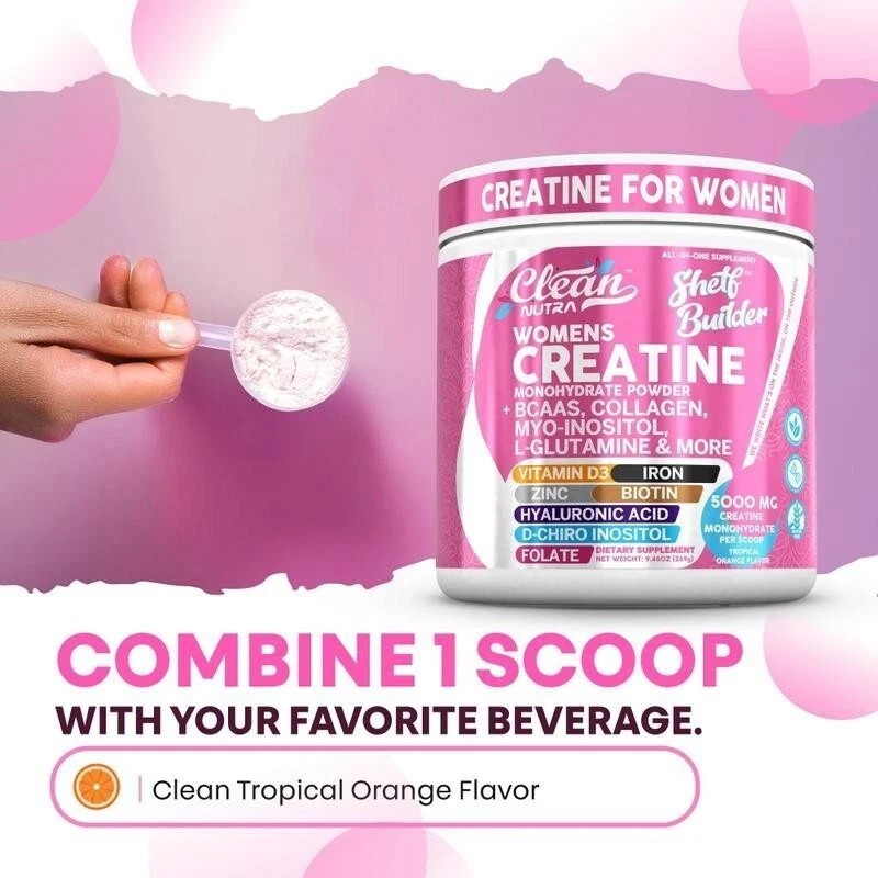 Women’s Creatine Powder w/ BCAAs, Collagen, Inositol – Clean Nutra Shelf Builder
