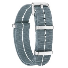 Elastic Nylon Watch Band 20mm Waterproof One-Piece Watch Strap, Grey/White