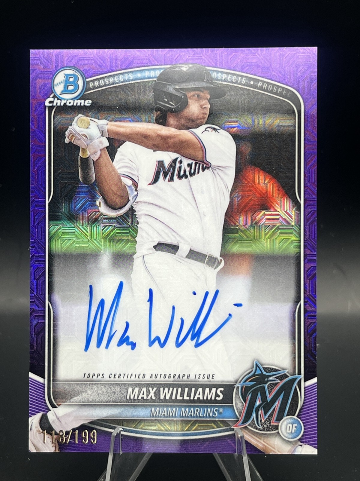 2025 Bowman Draft #BMA-MW Max Williams Autographs Purple Mojo Refractor #/199