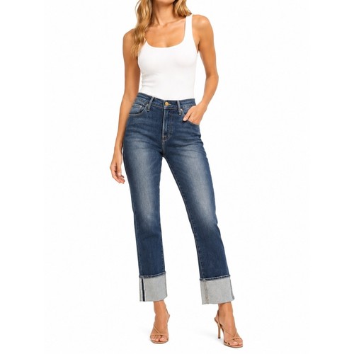 Frame NWT Size 29 Le High Straight Cuffed Jeans - Dark Blue Denim