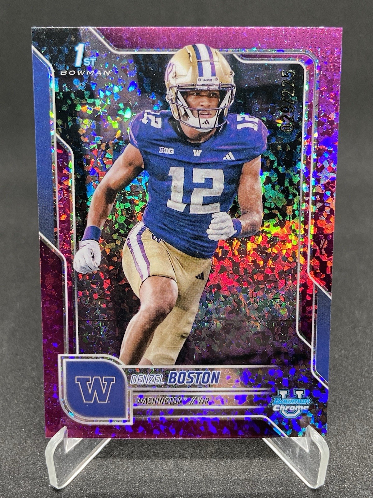 Denzel Boston 2025 Bowman U Chrome Fuchsia Mini-Diamond Refractor /225 #34 1st
