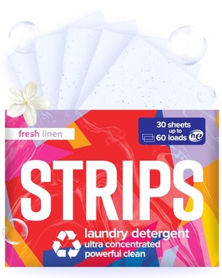 STRIPS Laundry Detergent Sheets Fresh Linen Scented 60 Count (Pack of 1)