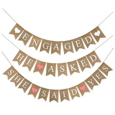 3 Pcs Banner Rustic Bridal Shower Bunting Garland for Wedding Engagement N4D4