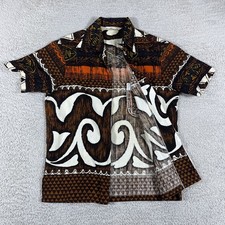 Vintage Tropicana Hawaiian Shirt Mens Medium Barkcloth Full Zip 60s Loop Cabana