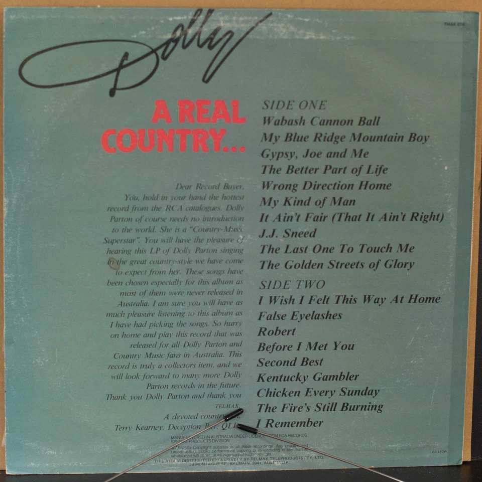 A REAL COUNTRY - DOLLY PARTON - Vinyl LP - Telmak- 1981 - VG FREE POSTAGE (2844) - Image 4 of 4