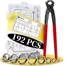 192 Pcs 12 Sizes Goobetter Single Ear Hose Clamps Stainless Steel with Ear Clamp