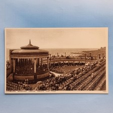 Eastbourne Postkarte um 1935 seltene doppelseitige Ansicht neue Schanze Bandstand Sussex