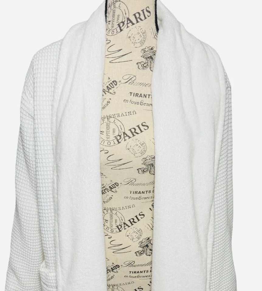 Pottery Barn вафельное плетение курортный халат средний белый плюшевый люкс спа длинный - Изображение 3 из 4