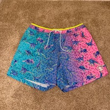 Chubbies Swim Trunks Men L Multi Color Dinosaur Leopard Print 5.5 Inseam Ombre