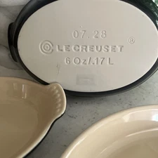 Lot of 3 Le Creuset Stoneware Black Oval Heritage Petite Au Gratin Baking Dish