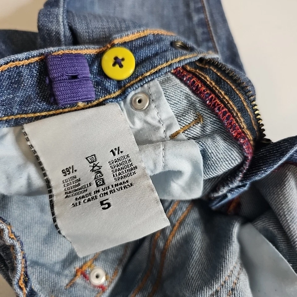 Ed Hardy Kids Size 5 Embroidered Bulldog Bootcut Blue Jeans Adjustable Waist - Image 4 of 4